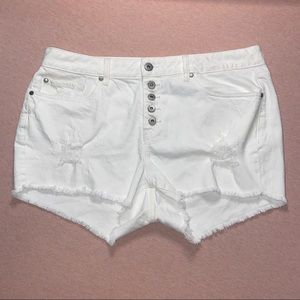 Torrid White High Rise Distressed Shorts Size 16